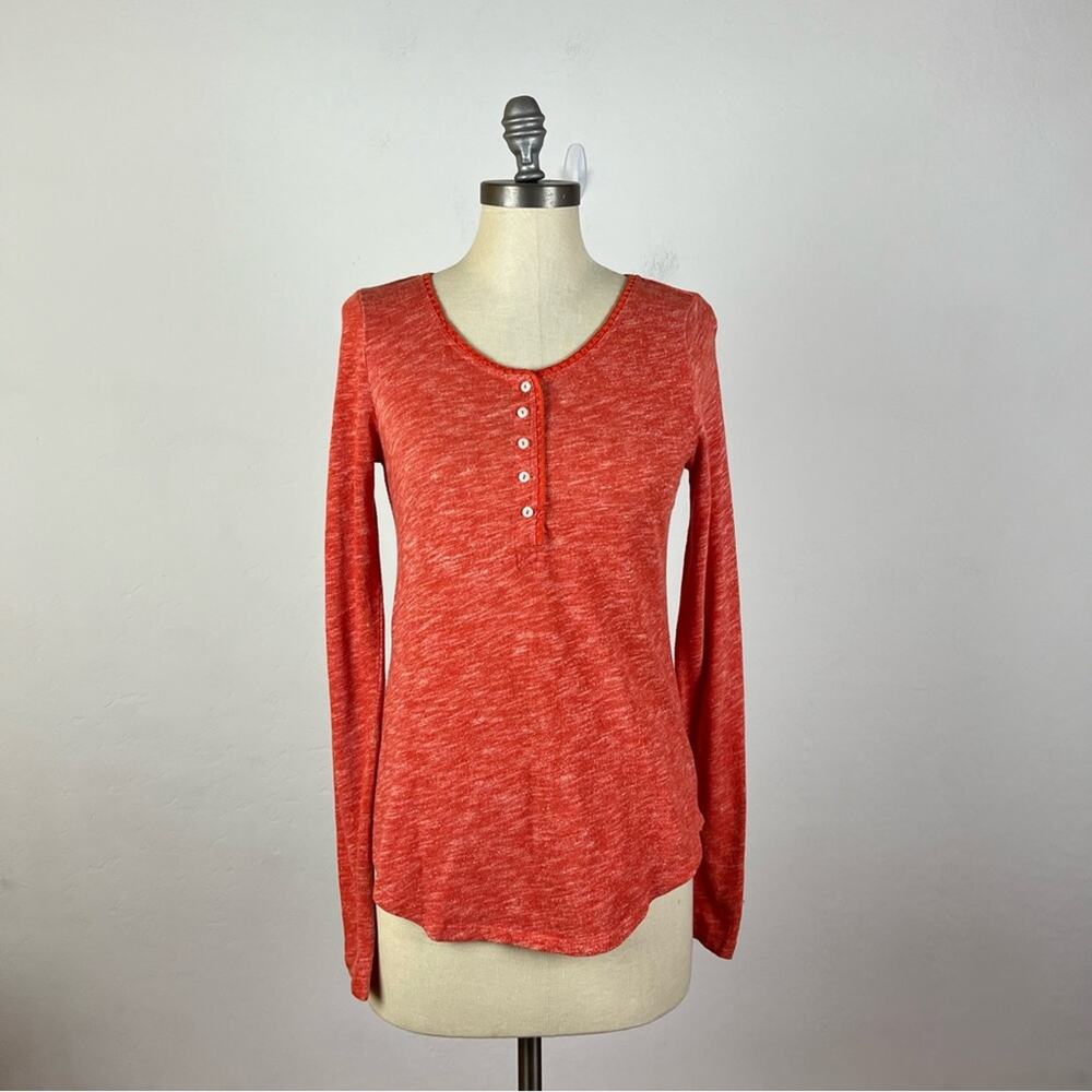 Anthropologie Pure + Good Orange Heather Henley